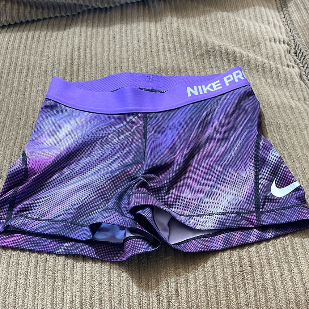 Nike pros dry fit shorts, purple size small